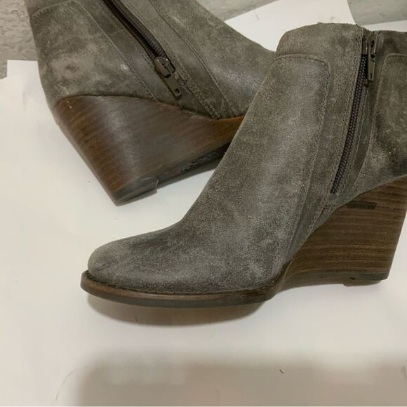 Lucky Brand Yabba Women's Ankle Wedge Booties Size 5.5 M, Gray Leather - Picture 7 of 15